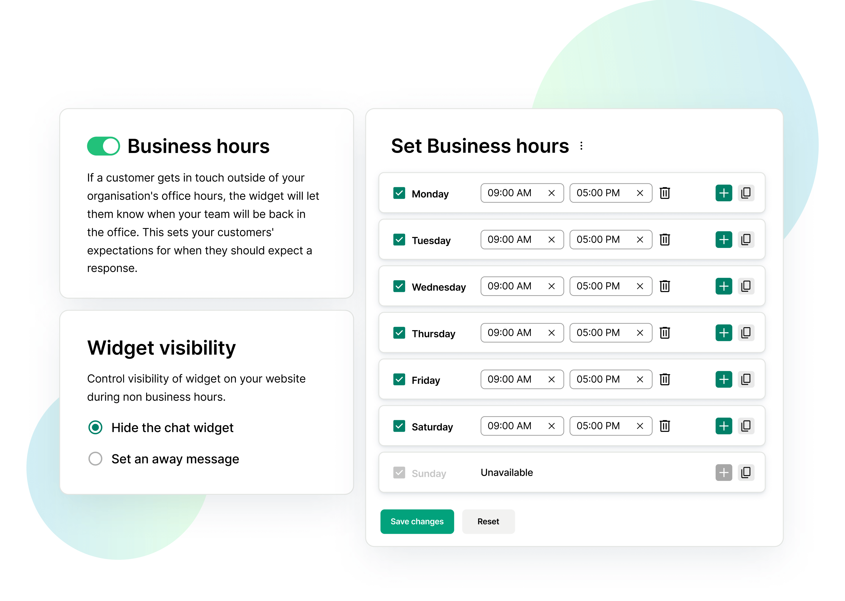 Set Business Hours